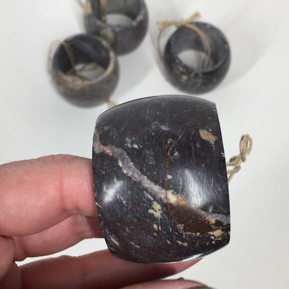 🆕 NEW Marble Napkin Ring Holders Moody Decor Natural Stone Gray Tan Beige 4 - Picture 7 of 15